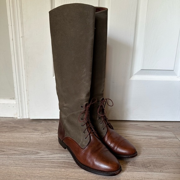 Cole Haan Shoes - Cole Haan Country Vintage Leather and Canvas Boots